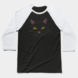Black Cat face Baseball T-Shirt